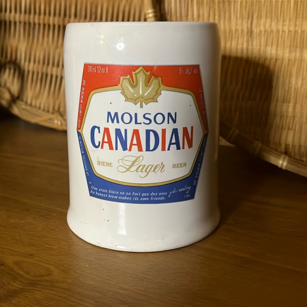 😄Vintage ceramic stein Molson Canadian beer
